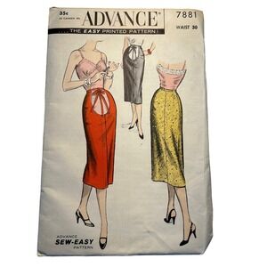 Advance Vintage 1940's Maternity Pattern #7881 Skirt Waist 30